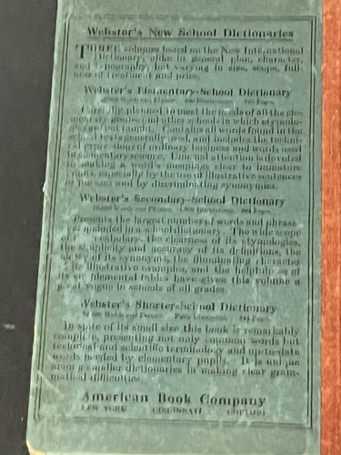 Antique copy 1908 The Elementary Spelling Book By Noah Webster LL.D. - Picture 6 of 6