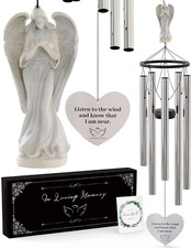 Angel Memorial Wind Chime for Loss of Loved One - 34" Large Sympathy Wind Chime