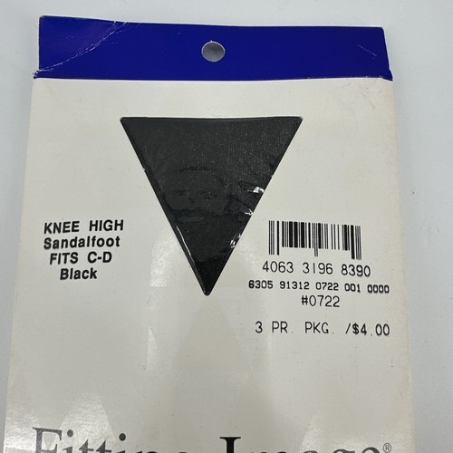 Vintage Fitting Image 3 pair Knee High Sandalfoot #0722 Black Size C D One Size - Picture 2 of 5