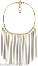 MICHAEL KORS SEASIDE LUXE GOLD TONE STAINLESS STEEL FRINGE BIB NECKLACE MKJ2690