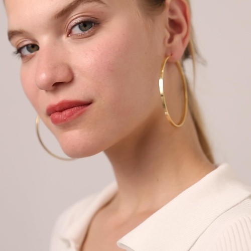 LOUMILEO Large Gold Hoop Earrings for Women 14K Gold Plated Hoop Earrings Hyp... - Picture 2 of 8