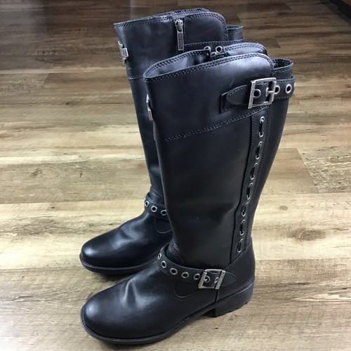Harley Davidson D83773 Anadale Size 7 Black Leather Knee High Motorcycle Boots - Picture 6 of 12