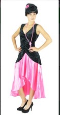 20er Jahre Kleid Pink Schwarz Pink XL Kostüm Kleid Foxxeo Fasching Krimi Dinner