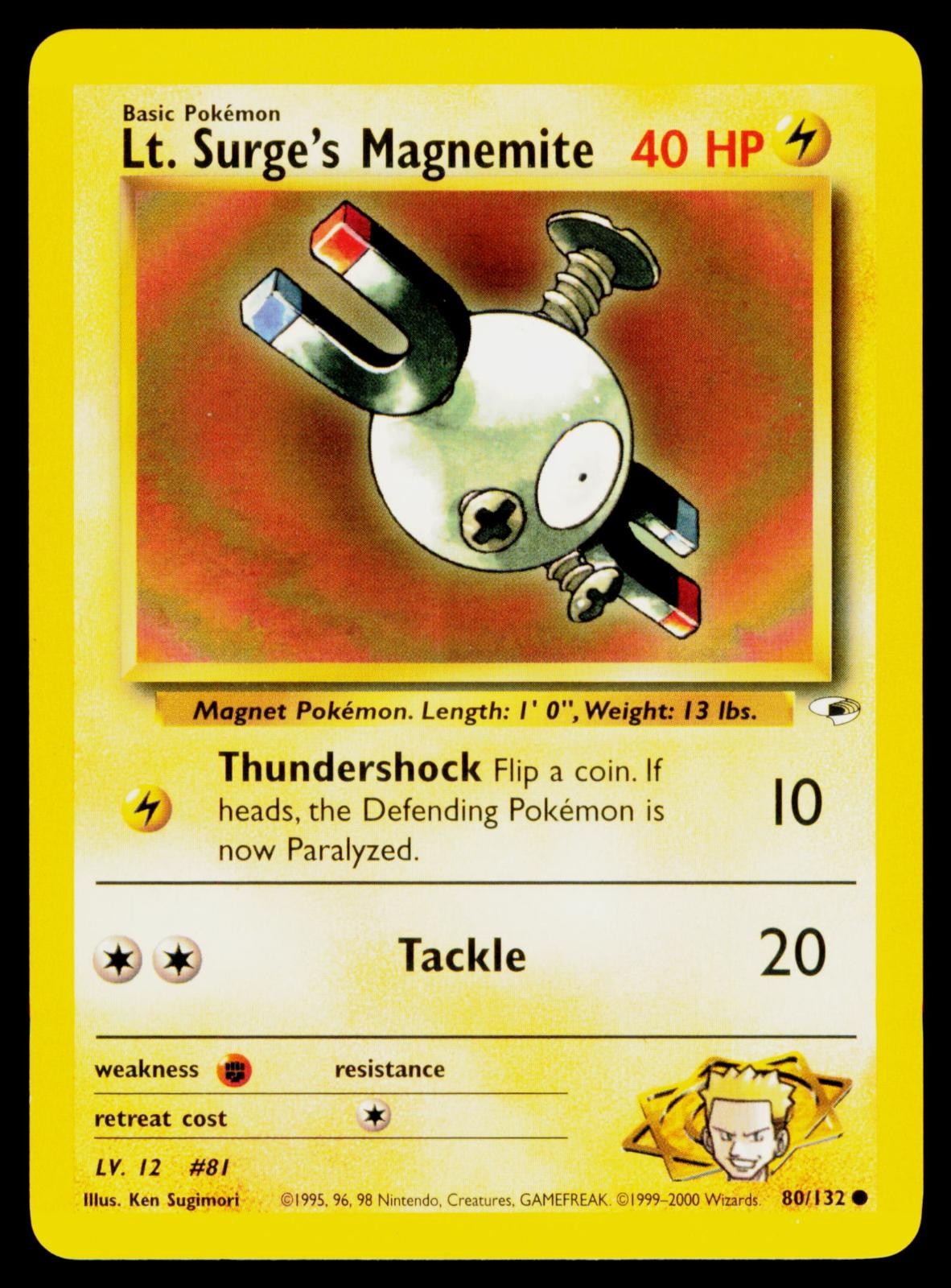Lt. Surge's Magnemite - 80/132 NM Common Gym Heroes Pokemon Unlimited