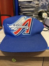 Vtg MLB Anaheim Angles Navy Snapback Hat Wings Logo 7