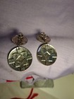 Greenish Blueish yellowish Silver Colored Clip On Earrings — photo 2