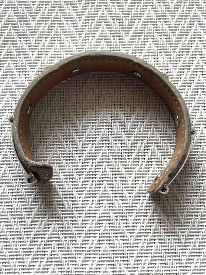 Auténtico brazalete de cuero beige Hermès Agata Foto 3 de 4