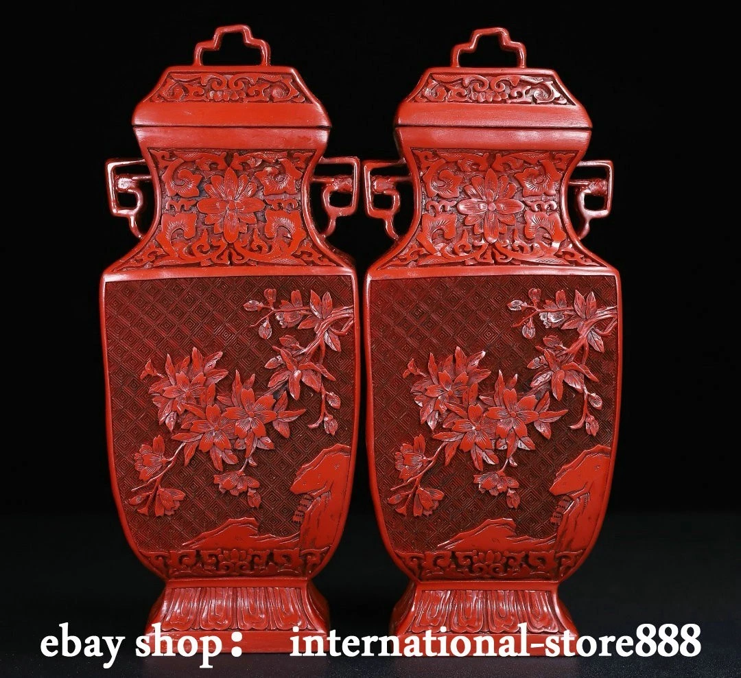 木制红色中国古董花瓶| eBay