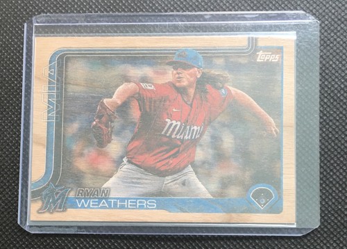 2025 Topps Ryan Weathers Wood Parallel Insert SSP #d 21/25 #539 Florida Marlins - Picture 4 of 4