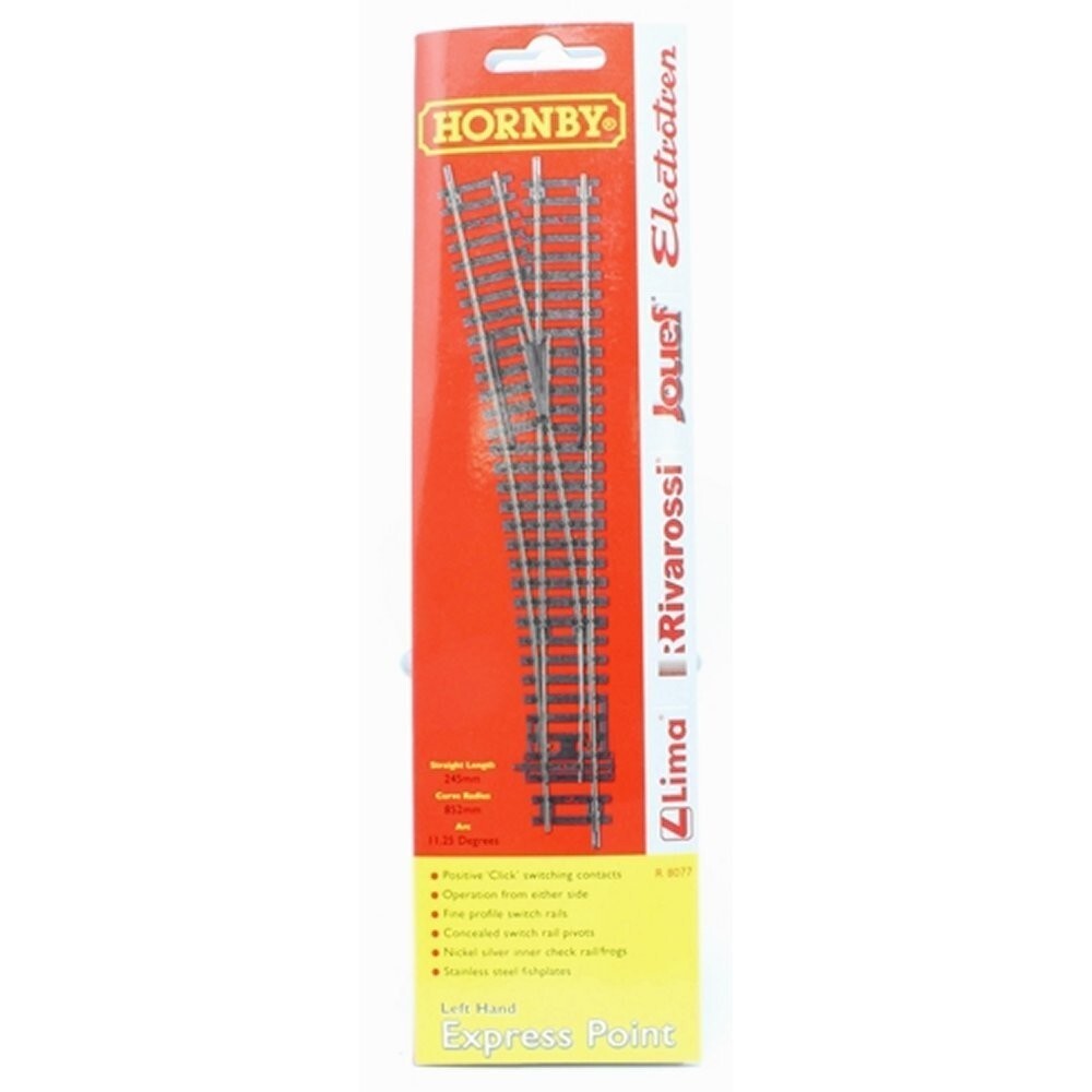 Hornby R8077 Left Hand Express Point, Code 100, OO Gauge