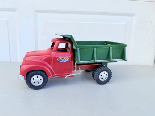 Oldtimer Tonka 1954-1955 Handhebebühne Muldenkipper rot und grün - Bild 1 von 19