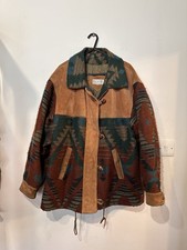 vintage suede and wool jacket western aztec style ladies cowboy size 16