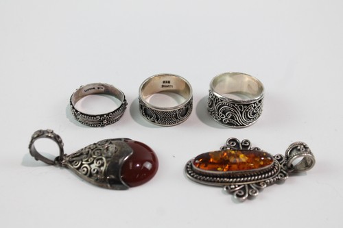 Sterling Silber Suarti Schmuck Anhänger Ring Bernstein Karneol x 5 (37g)