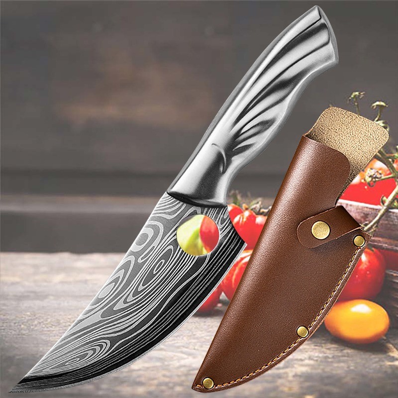 12-Piece Stainless Steel Knife Set with Sheath for Kitchen and Outdoor Use