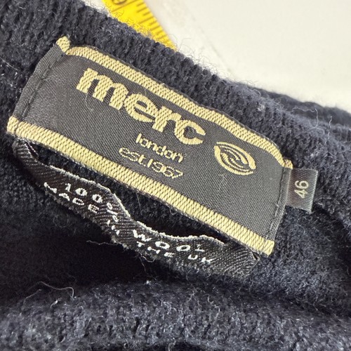 Merc Sweater Mens 46 XL Black Long Sleeve Pullover 100% Wool Made In UK Preppy - Picture 7 of 10