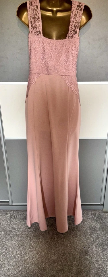 QUIZ Elegante Maxi Vestido de Encaje Lentejuelas Noche Cóctel Fiesta Baile de graduación Crucero Talla 10 Foto 3 de 3