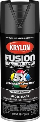 Krylon Fusion All-In-One, Gloss, Black, 12 oz