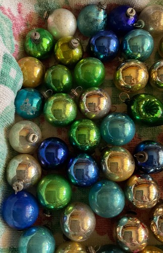 Lot Vintage Glass Small & Mini Christmas Ornaments balls one indent - Bild 6 von 12