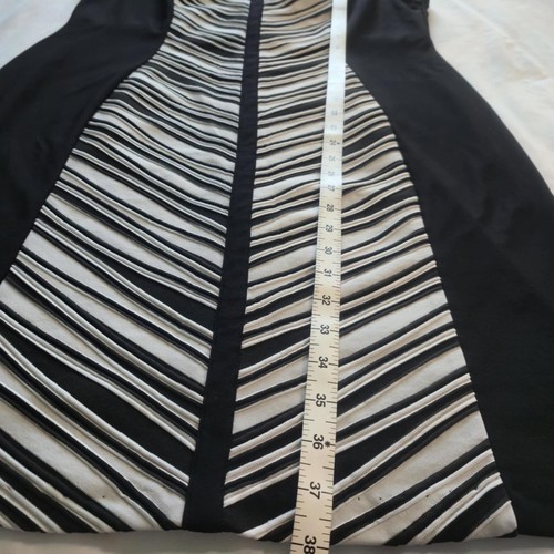 R&M Richards Women 14 Black & White Striped Sleeveless Sheath Dress Office Work - Picture 6 of 7