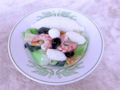 Showa Retro Seafood Stew Rice Bowl Food Sample (Chinese Restaurant Style, Approx