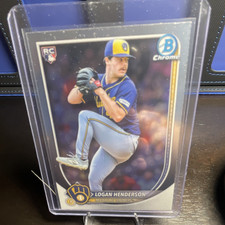 Topps 2025 Bowman Chrome Logan Henderson Chrome RC Rookie #92 Milwaukee Brewers