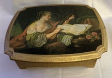 Vintage Victorian Lady Wood Jewelry Box Gold ...