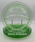Hazel Atlas Green Uranium Florentine #2 depression glass Grill Plate Dinner MANY