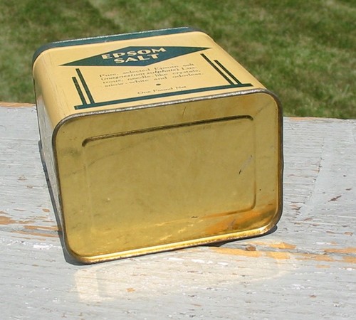 Scatola contenitore metallo latta sale Epsom vintage Walgreens Co Chicago - Foto 3 di 6