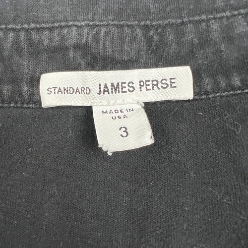 James Perse Sueded Jersey Polo Shirt Short Sleeve Mens 3 Large Black USA Made - Picture 3 of 7