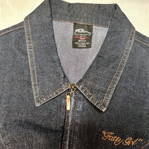 Fubu Denim Mini Dress Women 11/12 Dark Blue Fatty Girl Embroidery Grommet Y2K