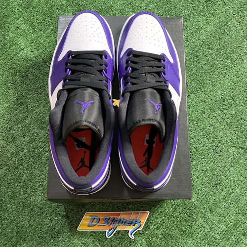 Taglia 13 - Air Jordan 1 Low Bianco/Nero-Viola Corte NUOVISSIME! SPEDIZIONE VELOCE! - Foto 3 di 6