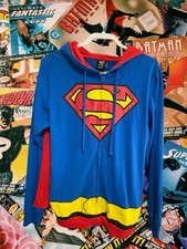 DC Comics Superman Men  s Jacket Hoodie With Cape Small Full Zipper