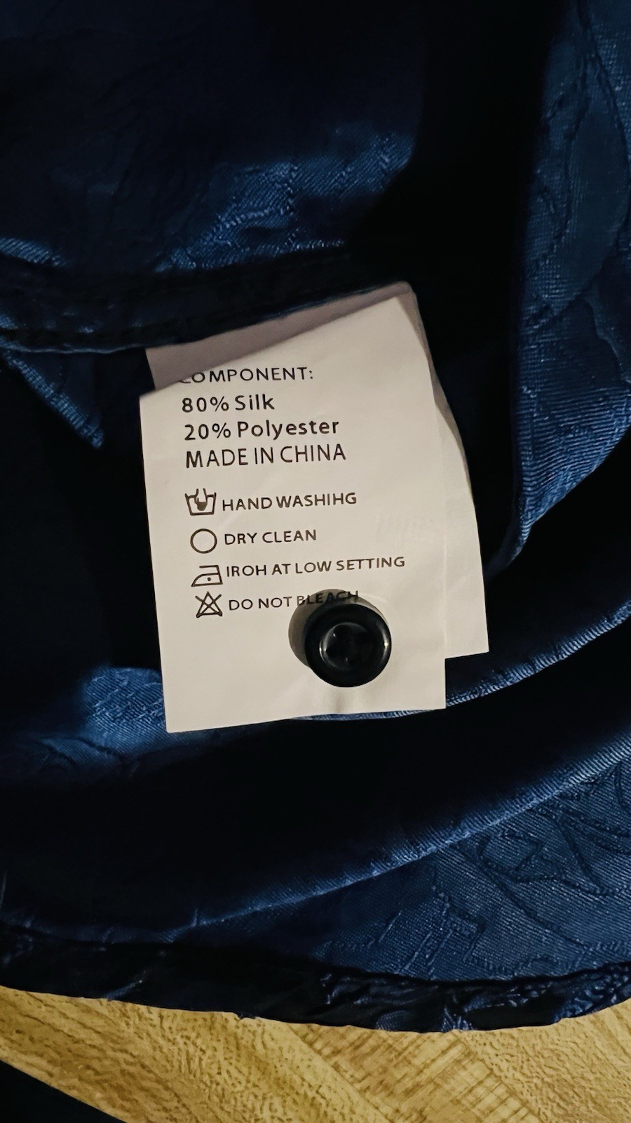 Barry Wang Shirt Mens Long Sleeve Blue Button Up Shiny Silk Size M Floral