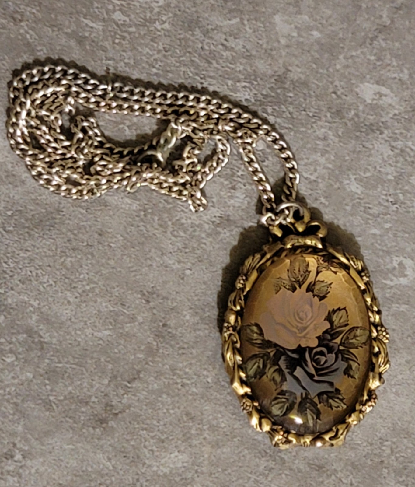 Vintage Max Factor Rose Solid Perfume Locket Pend… - image 2