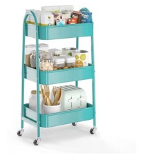 3-tier Storage trolley-Cyan 360 degreeKitchen,Salon, office,Home, Nursery,School