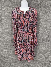 Banana Republic Dress Womens 12 Multicolor Paisley Shirt Knee Length Belted