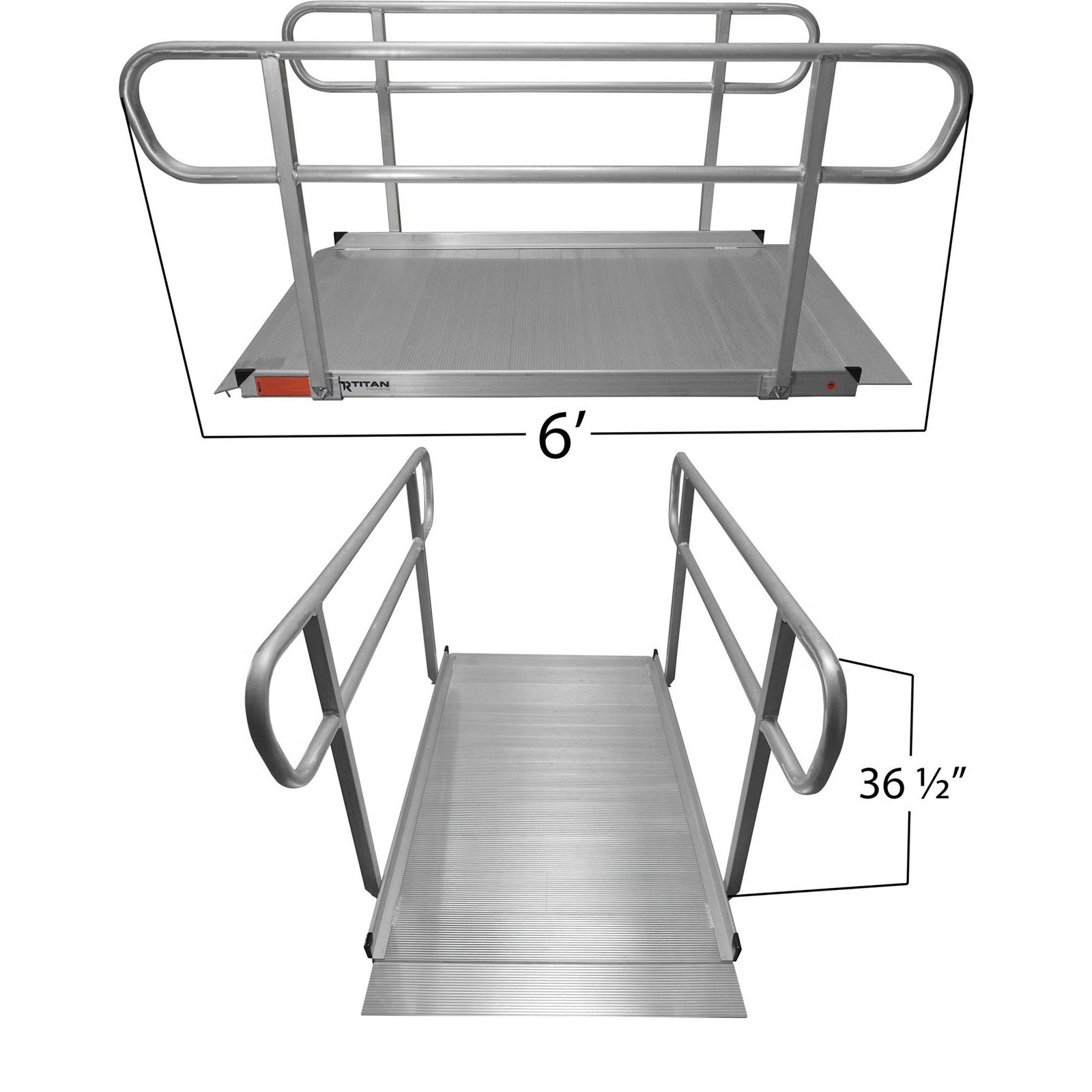 Titan Ramps 6' Wheelchair Entry Ramp with Handrails – 850 lb. Capacity