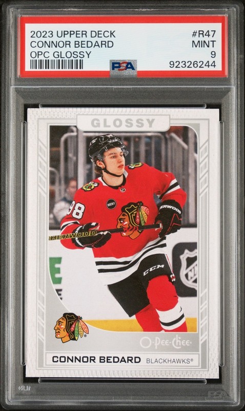 2023-24 Upper Deck Connor Bedard O-Pee-Chee Glossy RC PSA 9 Chicago Blackhawks