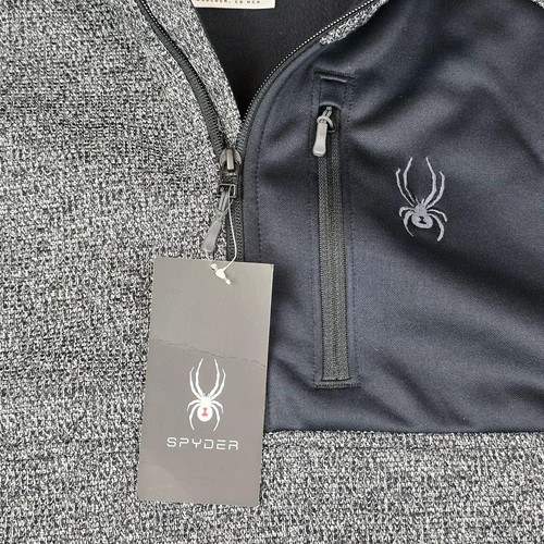 Spyder Sweater Herren 2XL grau schwarz Quarter Zip Fleecepullover Ski Golf 229518 - Bild 3 von 19