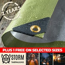 270/200gsm Tarpaulin Extra Heavy Duty Waterproof Cover Builders Sheet Green