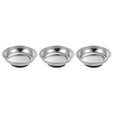 3pcs Round Magnetic Tray 4"x1.26" Stainless Steel Magnet Tool Tray Parts Holder