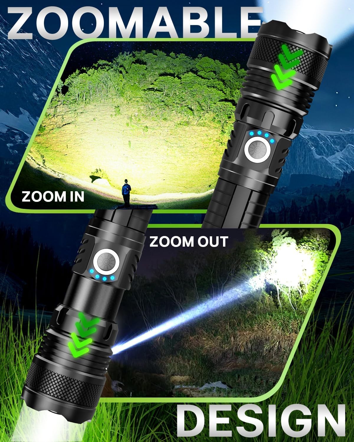 Victoper LED Flashlights, High Powered Lumens Super P50 1 Pack, Black 