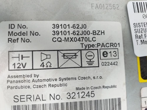 39101-62J0 Sistema Audio/Radio Cd para SUZUKI SWIFT BERLINA (RS/MZ) 2008 437314 - Imagen 4 de 10