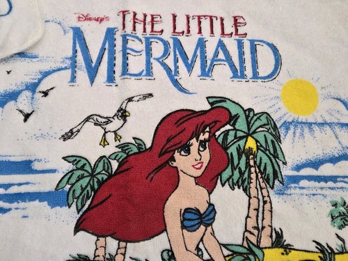 Vintage 90's Little Mermaid Disney Cotton Bath Towel and Wash Cloth Set Lot - Picture 7 of 9
