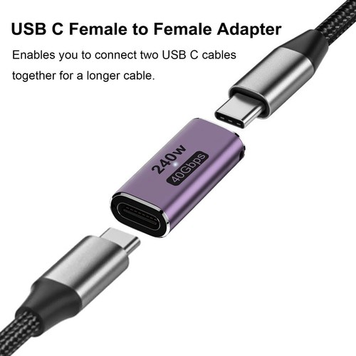 Universal USB 4 Type C Female To Female Adapter Connector Coupler 240W 40Gbps 8K - Photo 7 sur 12