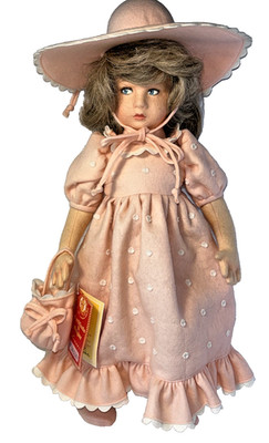 Vtg Lenci Wool Felt Doll Elisabetta 17'' With Hat Purse Shoes Hang Tag COA Italy