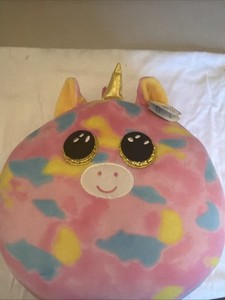TY FANTASIA UNICORN Squish-A-Boos Collection Soft Toy Plush Cushion 10" 39287