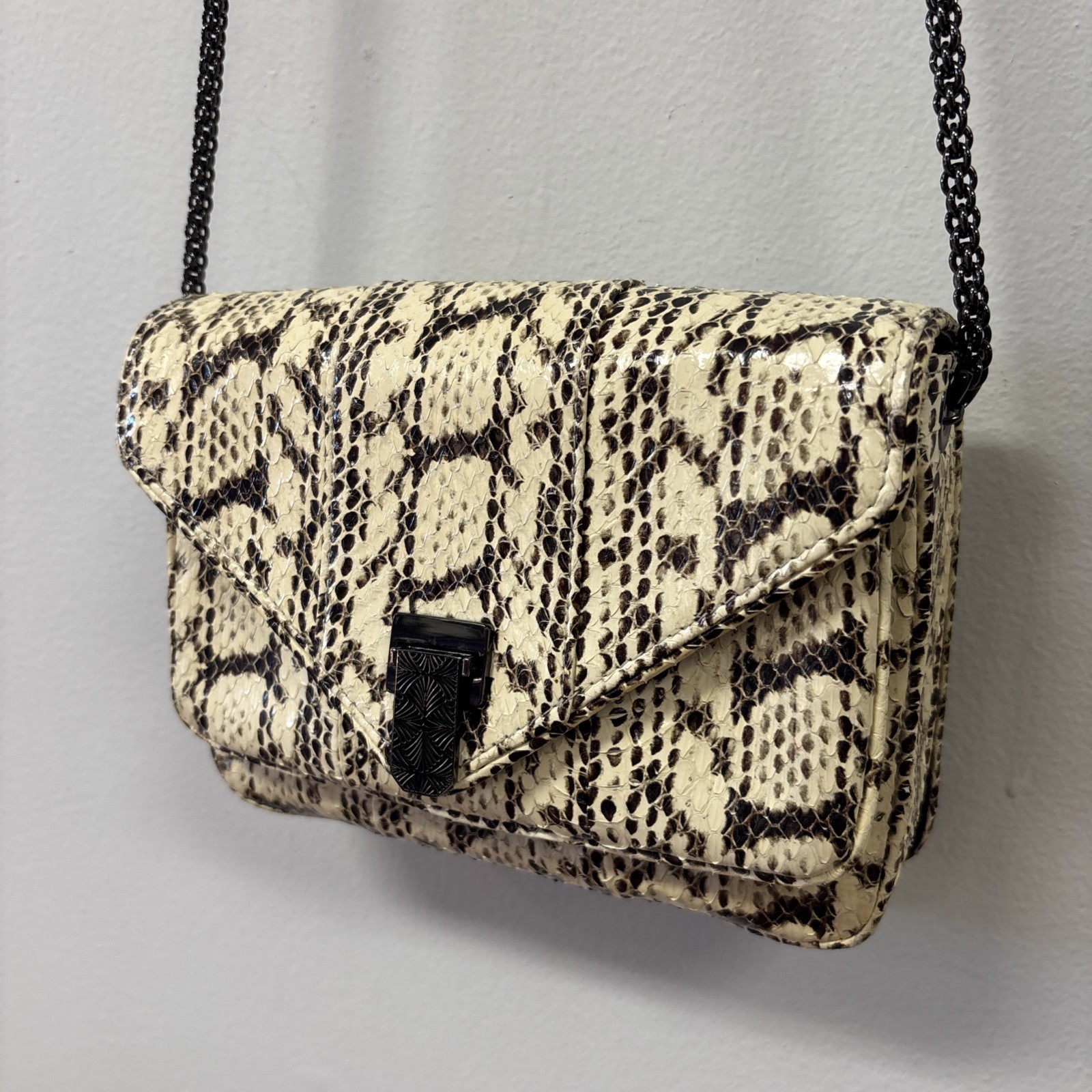 BARABOUX Python Print Leather Bag, Chain Shoulder… - image 2