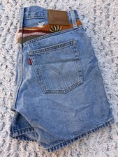 Levi's Premium 501 High Rise Western Embroidered Cutoff Denim Shorts Size 25