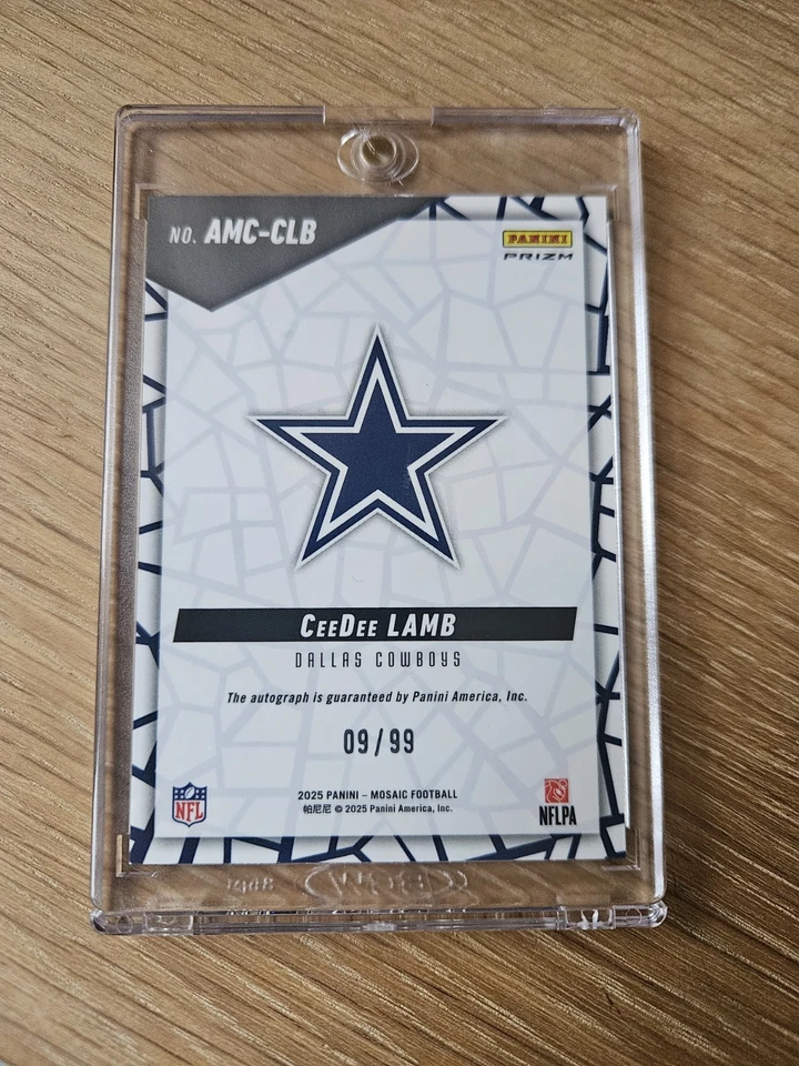 2025 Panini Mosaic Football CeeDee Lamb Auto /99 Dallas Cowboys AMC-CLB - Image 2 of 2